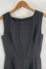 VTG 60s Little Black Dress Pencil Wiggle Square Side Arm Hole Pockets 38" Chest