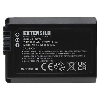 EXTENSILO Batterie remplace Sony NP-FW50 1050mAh 7,4V