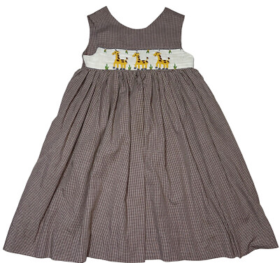 brown gingham smocked dress Galuh Smock Dress in Mini Brown Gingham