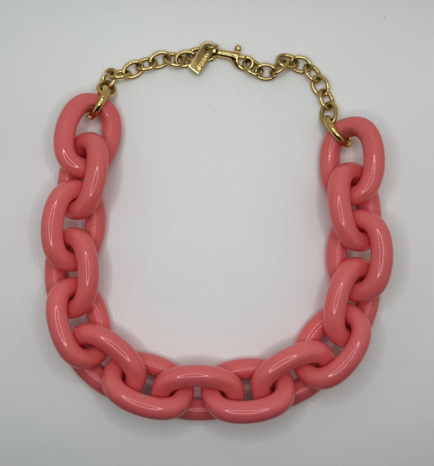 Collana maglia aperta grossa plastica rosa Coach firmata 18 20 pollici