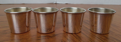 Antique Vintage E & J.B. Nickel Silver Shot Glasses Set of 4 RARE