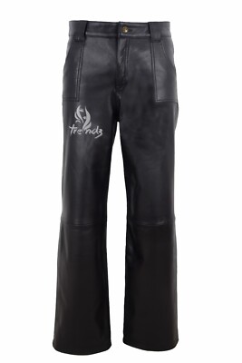 Damen High Waist Straight Leg Lederhose Schwarz Baggy Fit Style Hose Trouser