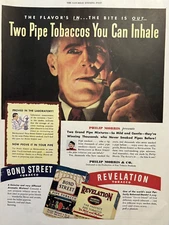 Philip Morris Pipe Tobacco Bond St. Revelation Two Tobaccos Vtg Print Ad 1945