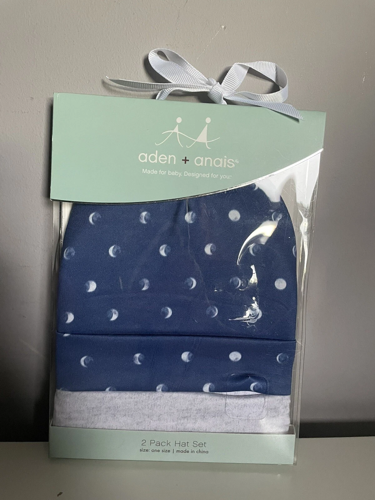 Aden + Anais Baby Soft Hats Pack of 2 Newborn Baby Hat Blue/ Grey