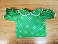 SHORT SLEEVED GREEN POLKA DOT BLOUSE LACE COLLAR for 16" CPK Cabbage Patch KidS