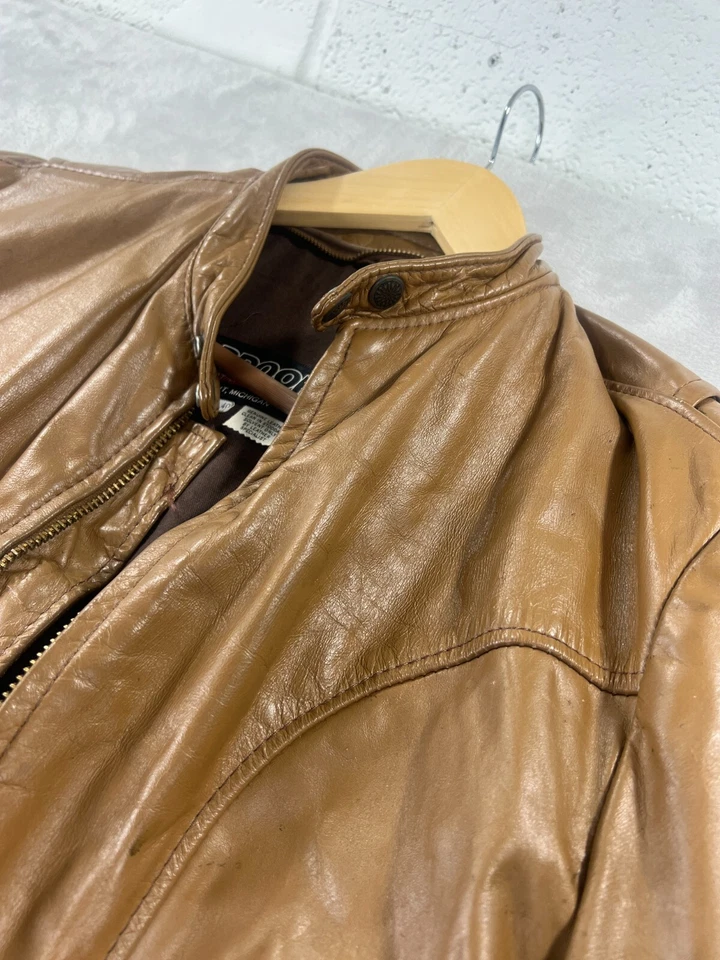 Vintage Brooks Genuine Leather Sportswear Cafe Racer Jacket Coat Size 40 - Image 3 of 4