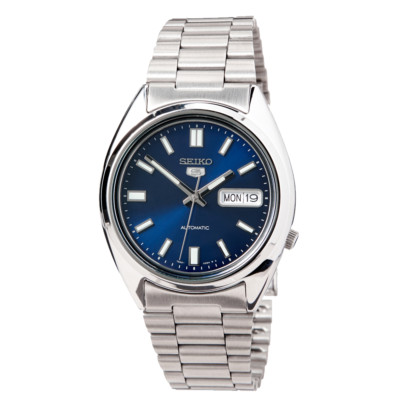 Seiko 5 Herrenuhr Automatik mit Sichtboden Gehäuse und Armband Edelstahl  SNXS77