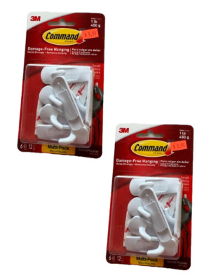 Command Hooks Vorteilspack weiß klein 6 Haken 12 Streifen/Pack 2er Pack