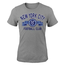 New York City FC Adidas MLS Girls Grey "Middle Logo Scarf" T-Shirt