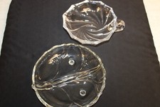 (JP2) Lot of 2 Vintage Crystal Candy Relish Trays Bowls Dishes - One is signed