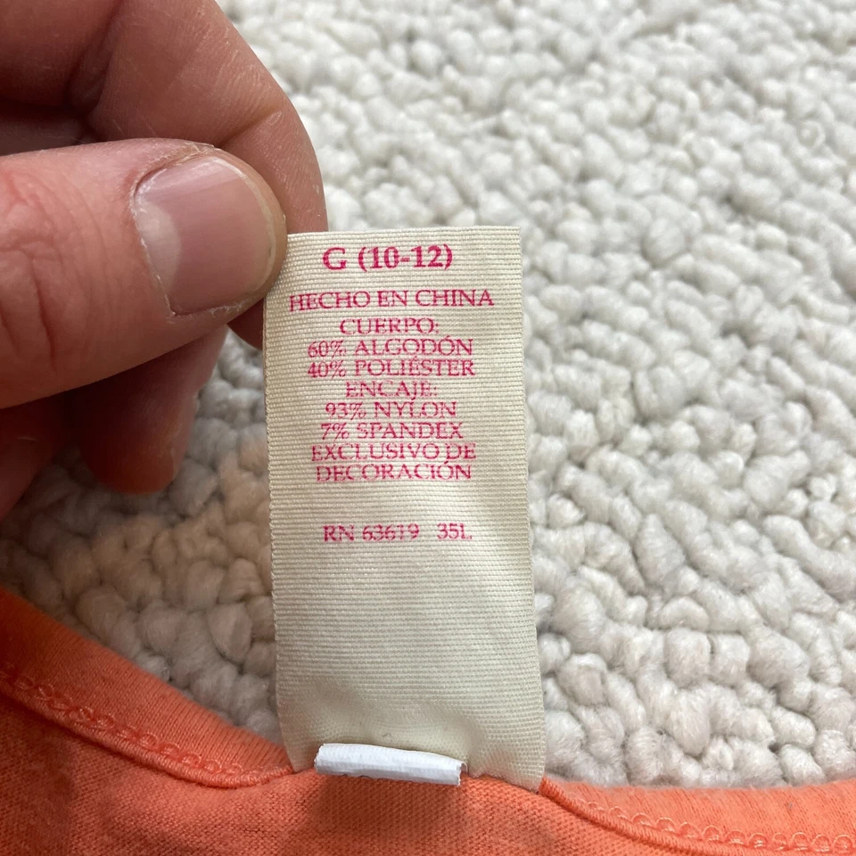 Camisa Faded Glory Meninas Grande 10-12 Laranja Manga Curta Logotipo Laço Parte Inferior Fluxa - Imagem 4 de 4