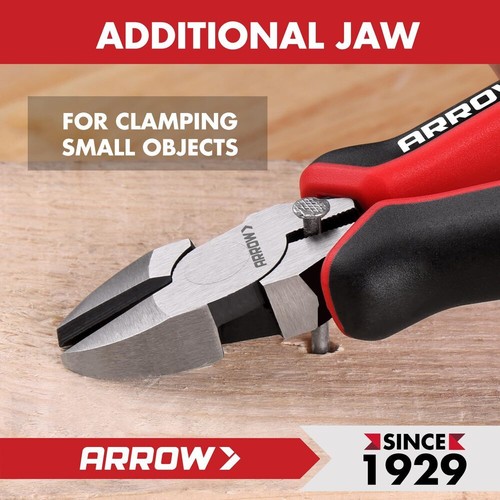ARROW 6" High Leverage Diagonal Plier Wire Cutter High Carbon Steel w/TPR Handle - Picture 7 of 9