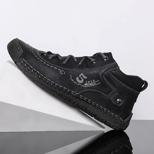 Leather Casual Men Shoes Loafers Comfort Walking Flats Moccasins Sneakers Brown - Picture 3 of 30