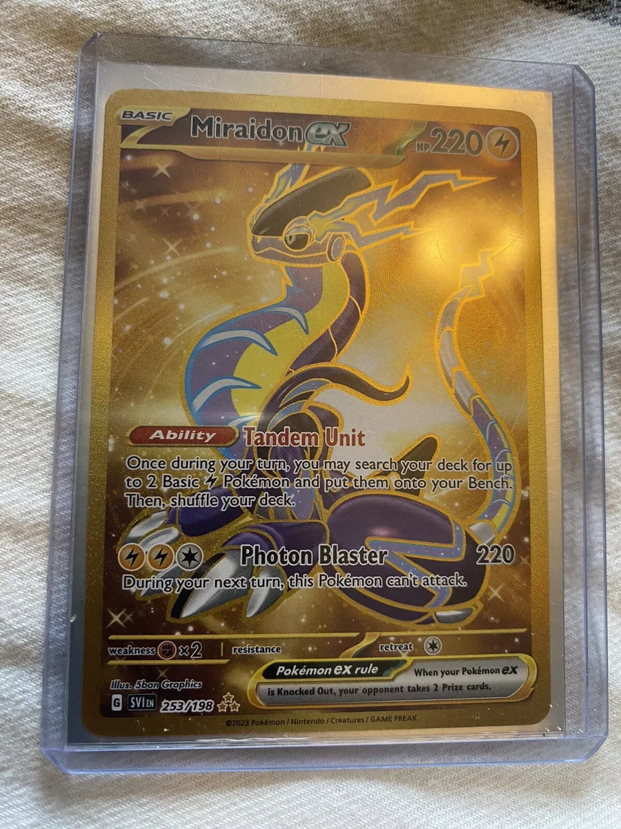 Pokemon MIRAIDON EX 253/198 Gold Secret Rare (Scarlett Violet Base