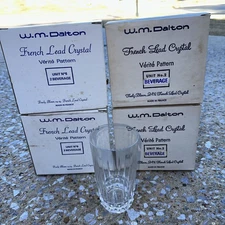 W.M. Dalton French Blown 24% French Lead Crystal Cordial Glasses In Boxes 7