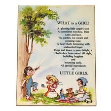Vtg Little Girls Living Quotes What is a Girl Wall Plaque 1979 Russ Berrie USA