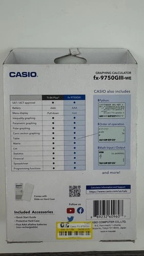 Casio fx-9750GIII-WE Graphing Calculator with Python - White Brand New