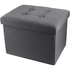Storage Ottoman Footrest Stool Small Ottoman Storage Foldable Ottomans Grey