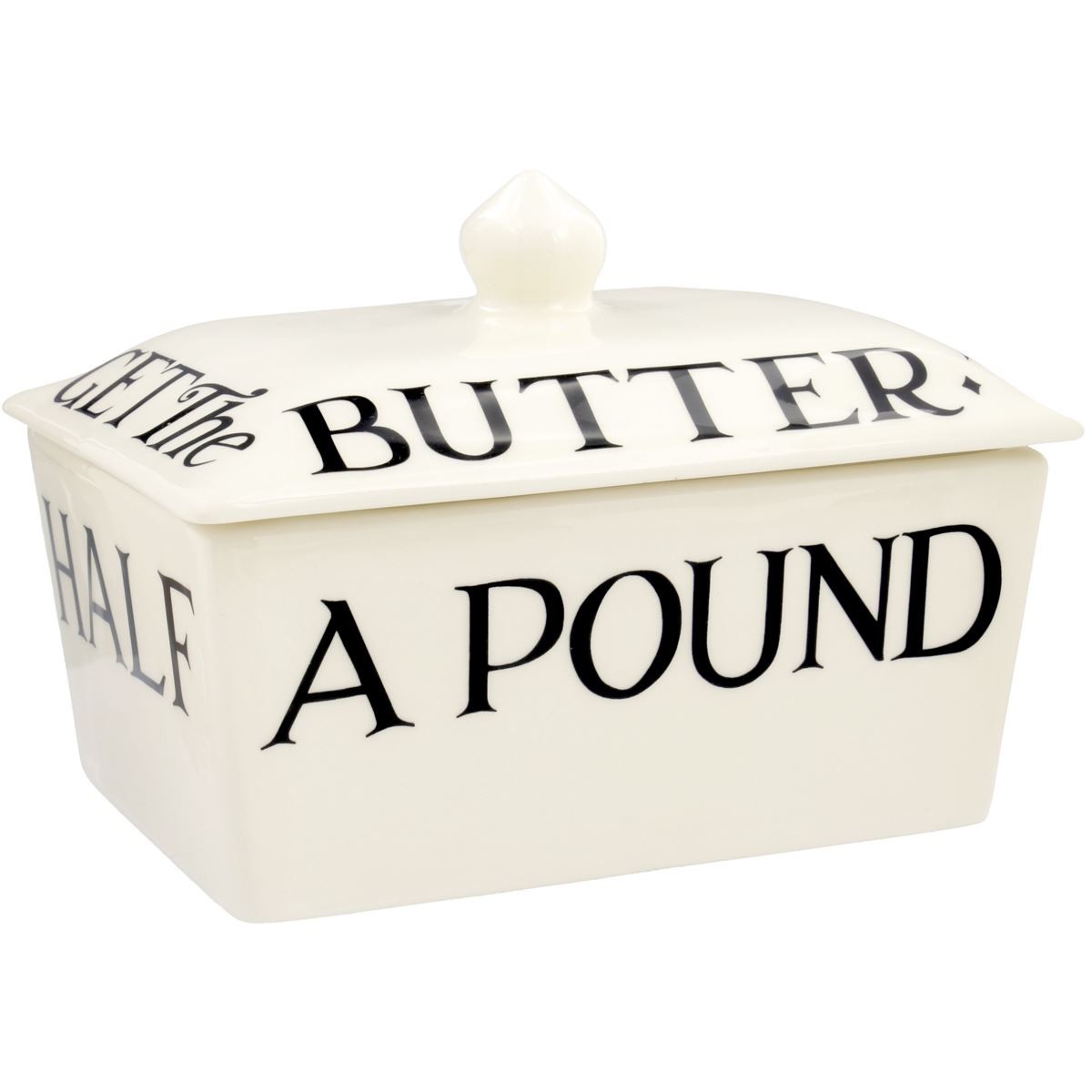 Emma Bridgewater Black Toast Half A Pound Small Butter Dish English Earthenware
