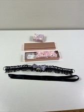 Moo Cow Bell Collar Black Lace Ribbon Purple Bow Silver