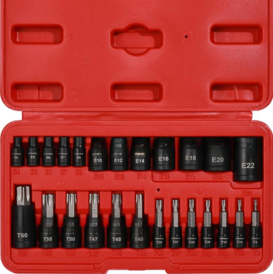 Juego de 25 piezas de llaves Torx y E-Torx, tamaños T8-T60 y E4-E22, Nuevo