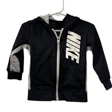 Nike Boys Hoodie 18 Months EUC Dri Fit Black White Zip Up