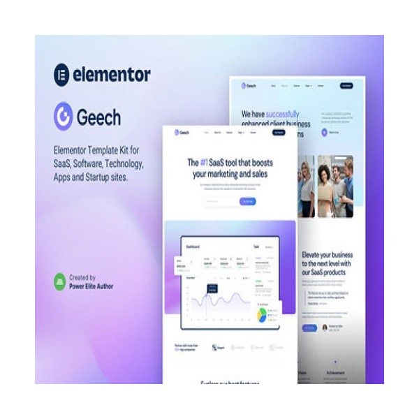 ⭐ Geech – SaaS & Tech Startup Company Elementor Template Kit ✅ GPL - Multi-si...