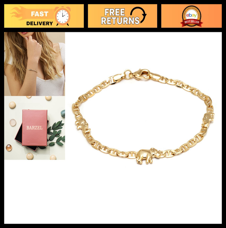 18k Gold Plated Elephant Bracelet Unique Gift For Women, Stylish Elephant Jewe - Product main view