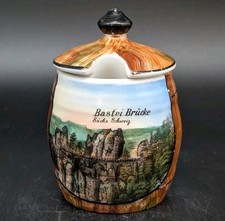 Alte Bastei Brücke / Sächsische Schweiz Andenken Porzellan Senftopf Deckeldose