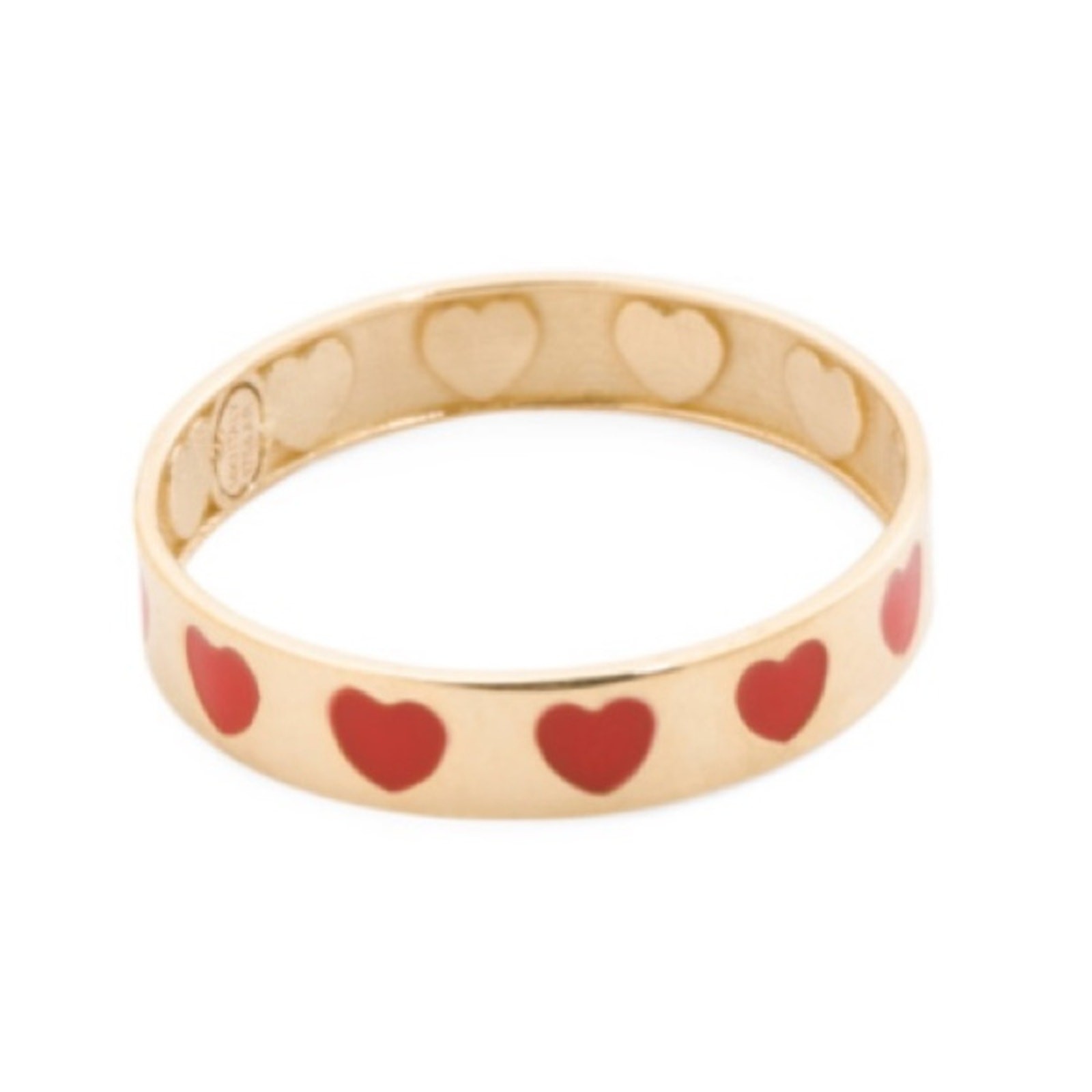 Golden Clef Italy Red Hearts 14 karat Gold Band Ring Cutecore Valentines Gift 8
