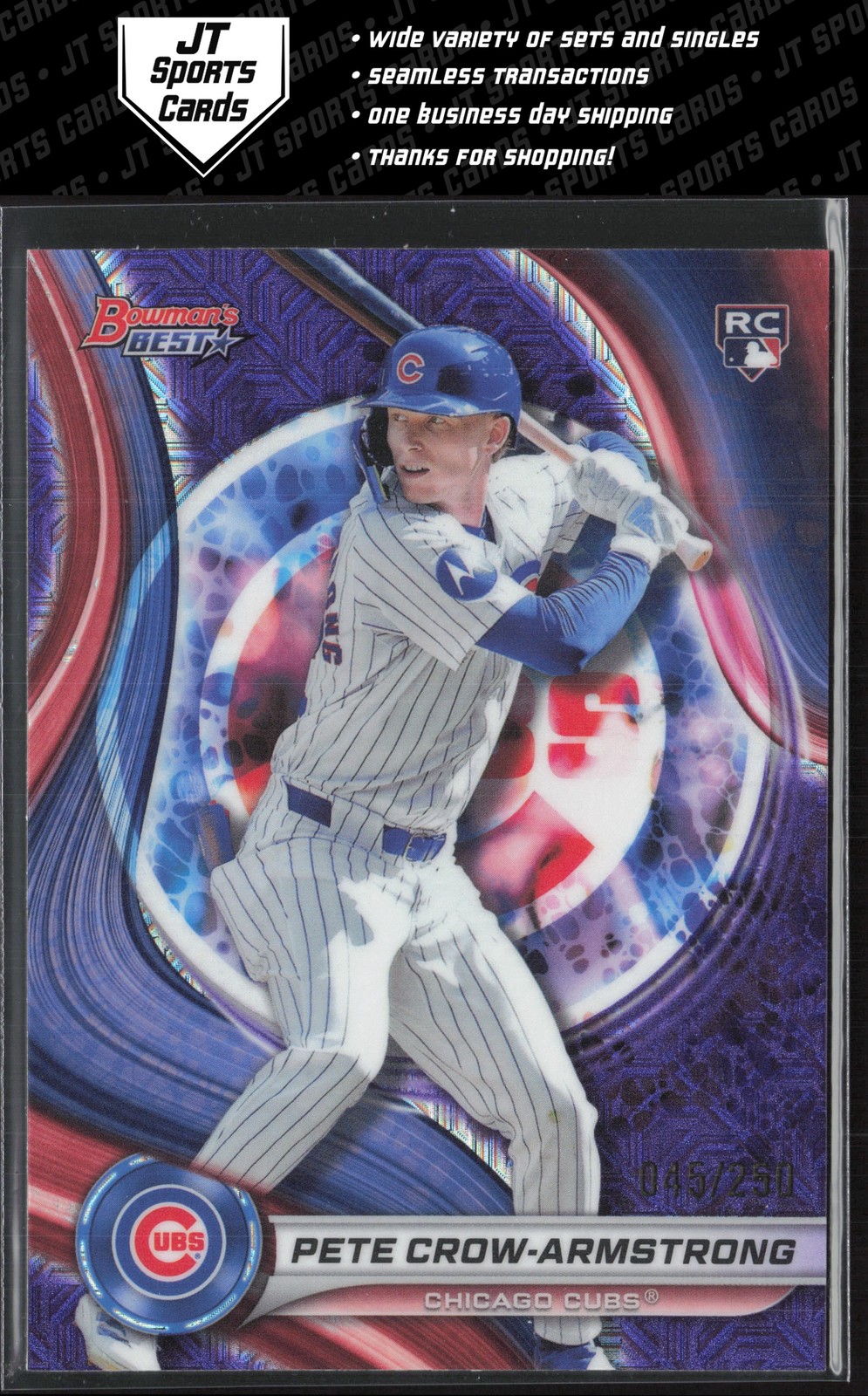 2024 Bowmans Best Pete Crow-Armstrong 17 RC Purple Mojo Refractor /250 Cubs