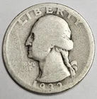 1932 D Denver Mint Washington Quarter 25c 90% Silver Coin d512