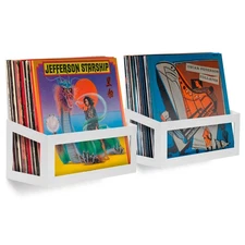 Hudson Hi-Fi Vinyl Display Holder - 2 Pack Record Shelf - Solid Steel Wall Mo...