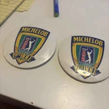 Vintage Michelob Beer 19th Hole PGA Tour Pinback 3”Button Set of Two EUC