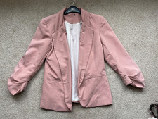 Ladies Smart Suit Work JAcket Salmon Pink Size 8 Lined Good Condition