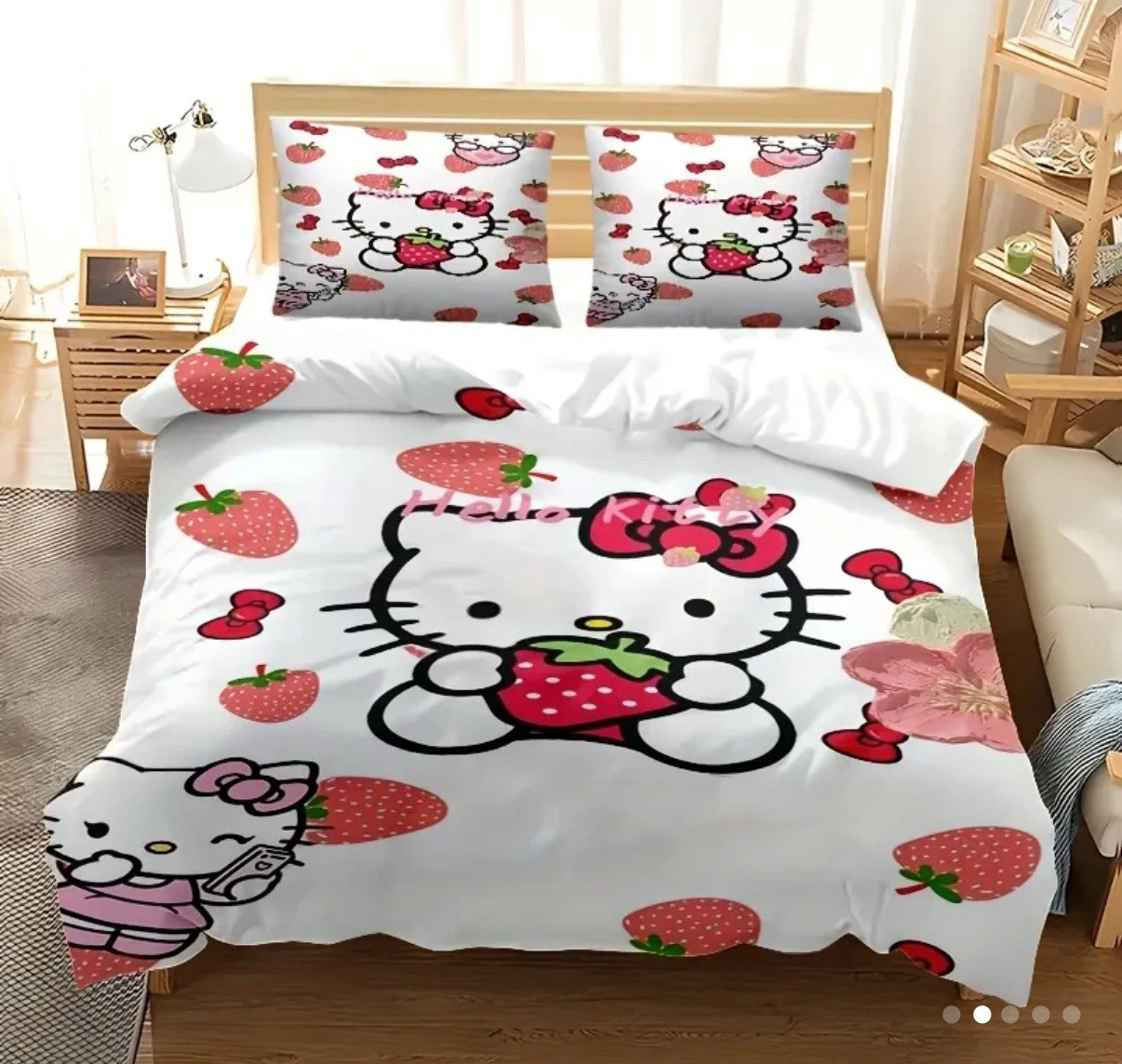 Hello Kitty Bedding Set Sanrio Kawaii Twin Duvet Cover Pillowcases