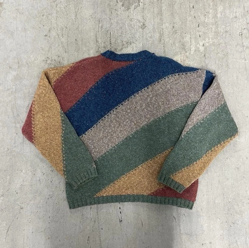 Vintage Men’s PERRY ELLIS Multicolor Striped Wool Sweater Medium 1990’s 1980’s - Image 3 of 4