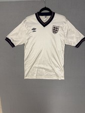 Vintage 1980s England Umbro Home Football Shirt Jersey pinstripe Size 42 L