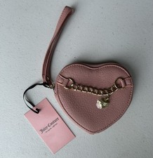 NWT Juicy Couture Luxe Links Heart Zip Wristlet - Powder Blush Wallet Purse NEW