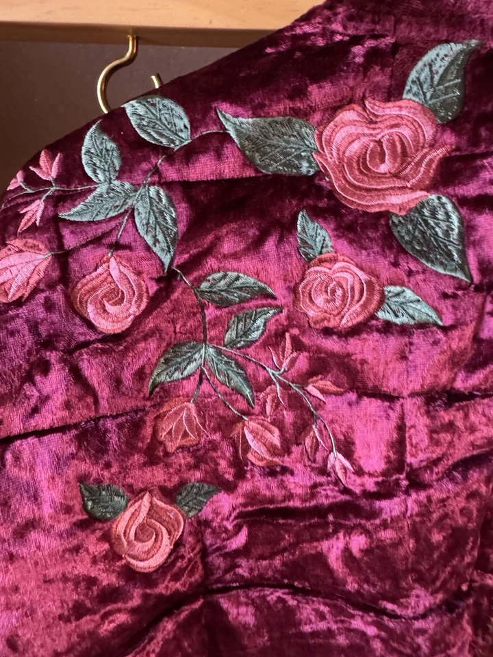 Jaqueta Free People x Anna Sui Dolman veludo bordado flor tamanho XS NOVA SEM ETIQUETAS - Imagem 4 de 4