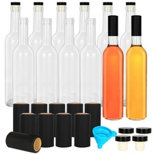 12 Pack 500 Ml/16 Oz Clear Glass Bottles with Cork Lids  Seal Shrink Capsules C