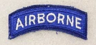 Army patch 5085: "AIRBORNE" tab - white on blue w/cut edge