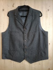 MEN'S Grey tweed HERRINGBONE WOOL blend  WAISTCOAT SIZE 48'' steampunk XL