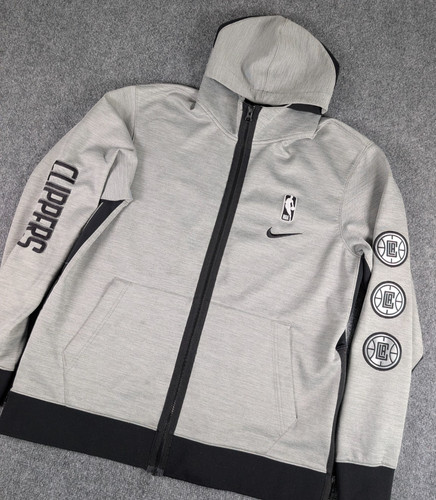 Los Angeles Clippers Nike Therma Flex Showtime Full Zip Hoodie Mens Large Gray