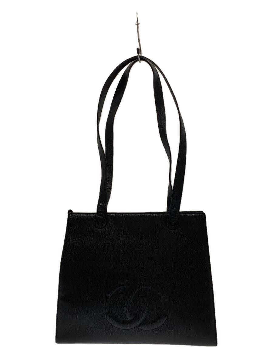 CHANEL Black Leather Shoulder Bag Classic Timeless Design-image