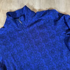 Ibex 100% Merino Wool Full Zip Up Mock Neck Sweater Size Small Print Purple READ