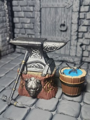 painted custom1/12 Mythic Legions Anvil & Blacksmith Forge Playset No figure