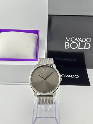 #ad Movado Bold Gray Dial Stainless Steel Men#x27;s Watch 3600599 $695 MSRP $219.99