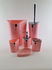 6 Piece Pink Plastic Bathroom Accessories Set By Varyag