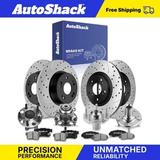 Front Rear Drilled Slotted Brake Rotors Pads Wheel Hub Kit for Honda Accord